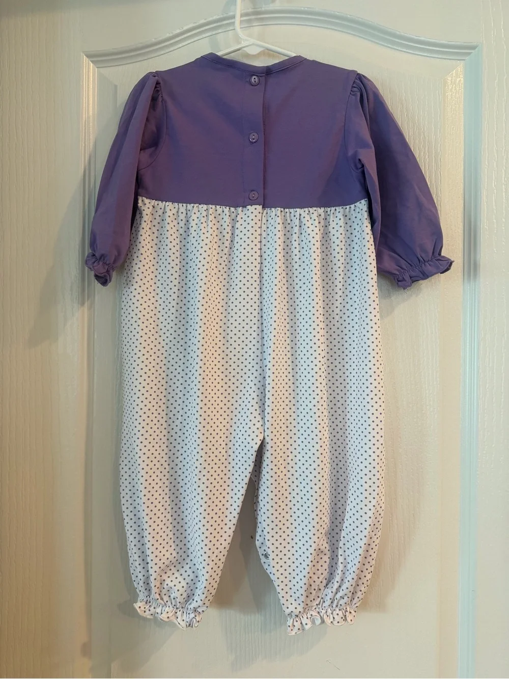 Barney Smocked Long Sleeve Romper